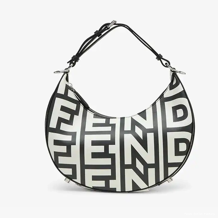 Affordable HOT In White Capsule Black Fendigraphy Fendi Bag Roma Hobo Leather Fendi Small 0618